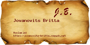 Jovanovits Britta névjegykártya